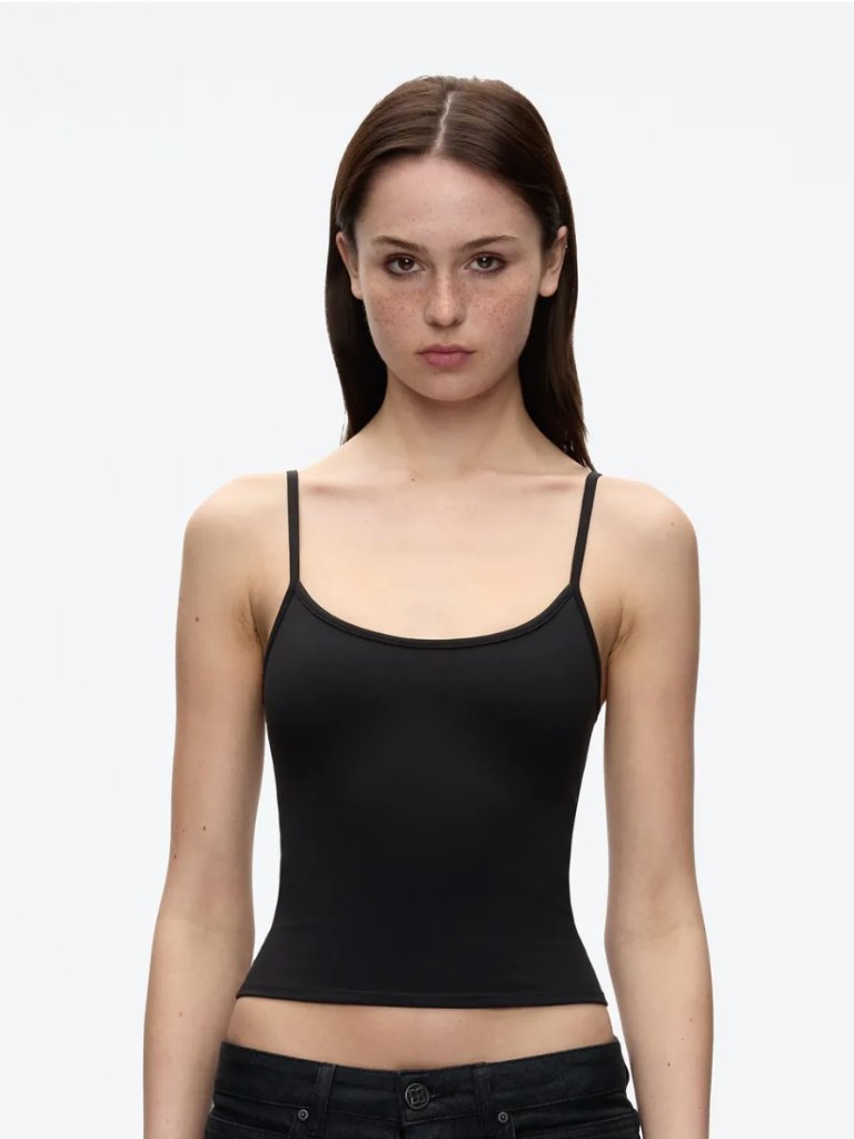 Studio Tank In Black - Camisole Tank Top With A Scooped Neckline And Slim Strap